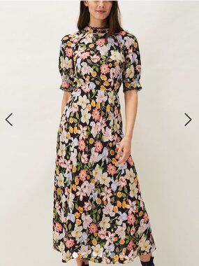 Phase Eight Black Colourful Floral Midi Dress